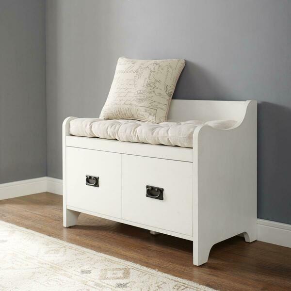 Crosley Fremont Entryway Bench, Distressed White CF6017-WH